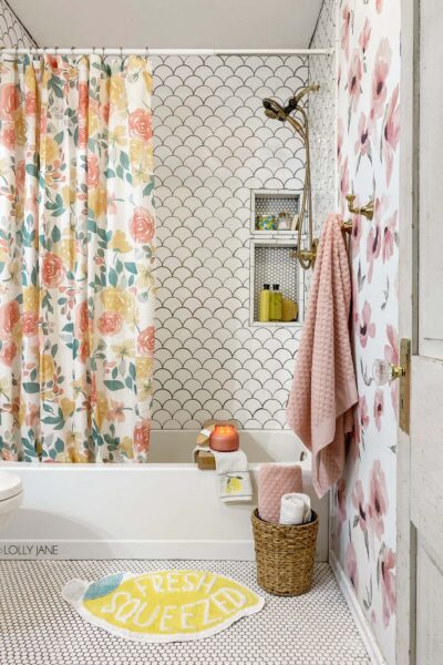 Tropical Summer Bathroom Ideas sure to cheer up your bathroom space all summer long! Cutest deals from Walmart, love the lemons!