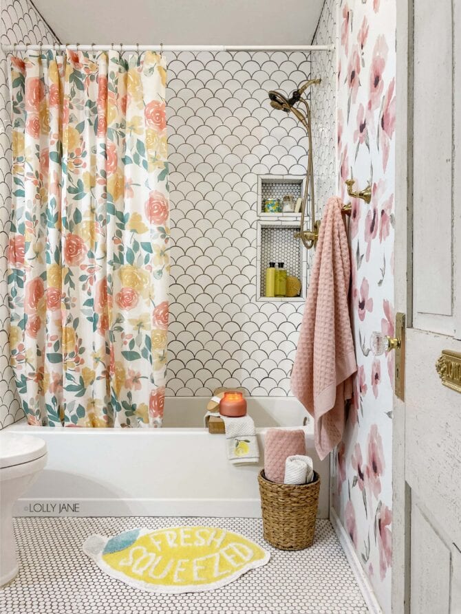 Tropical Summer Bathroom Ideas sure to cheer up your bathroom space all summer long! Cutest deals from Walmart, love the lemons!