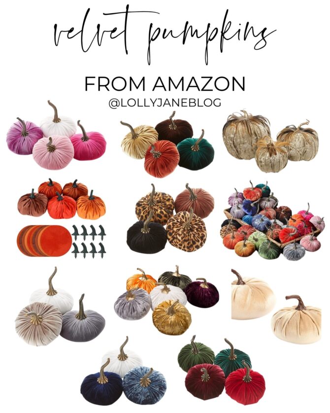 favorite velvet pumpkins from amazon. www.lollyjane.com