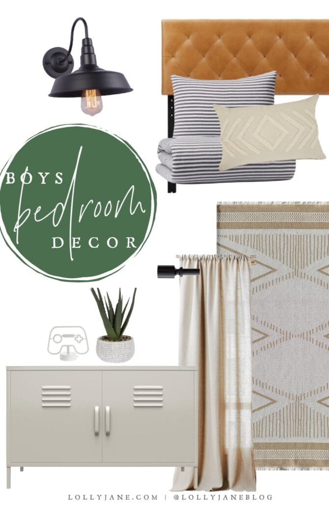 Mood board for a chic modern farmhouse style bedroom with the cutest (and affordable!) goods from Walmart. SO pretty!