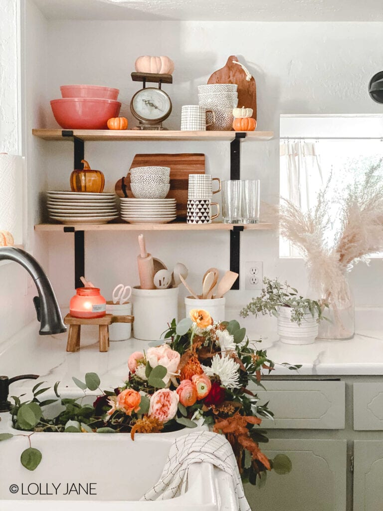 Style your kitchen shelves with these cute and affordable MUST HAVE items from Walmart Home! Love them decked out for fall!