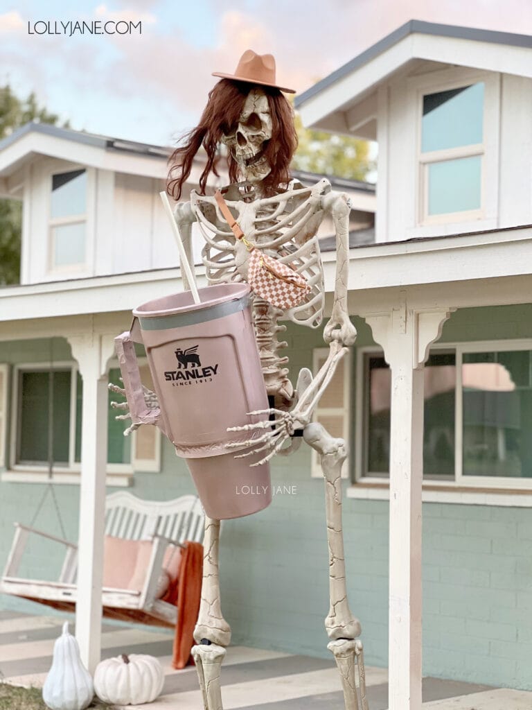 Make a life-size Stanley quencher cup! Your skelly will be so stylish for Halloween!