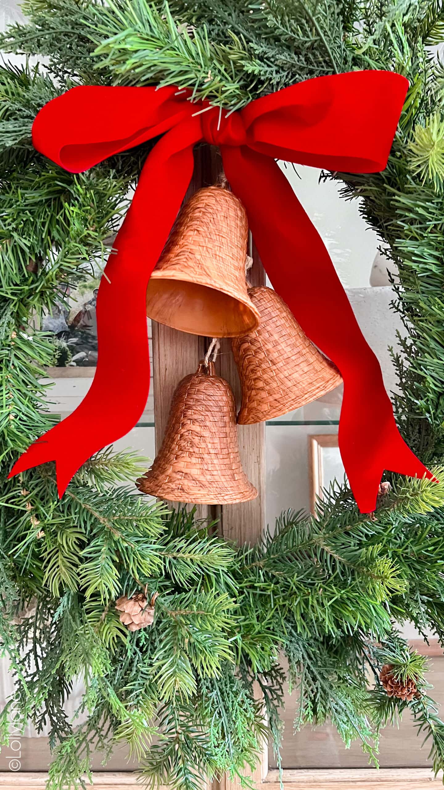 Christmas Wreath with Bell Ornaments Lolly Jane