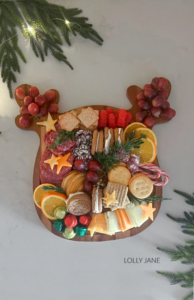 Style a charcuterie board reindeer style, perfect for any holiday gathering!