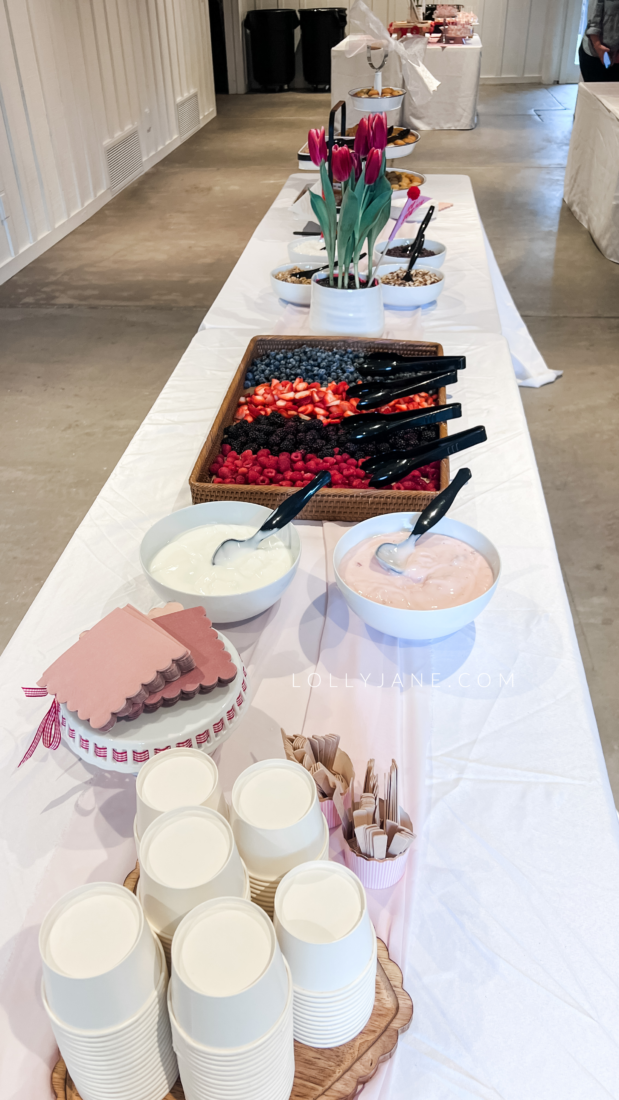 Add a dash of flair to your bridal shower with a DIY Yogurt Bar! 🍓✨ Indulge in a spread of fresh fruits, crunchy granola, and decadent toppings for a brunch experience like no other. Get inspired to create unforgettable memories with the bride-to-be!