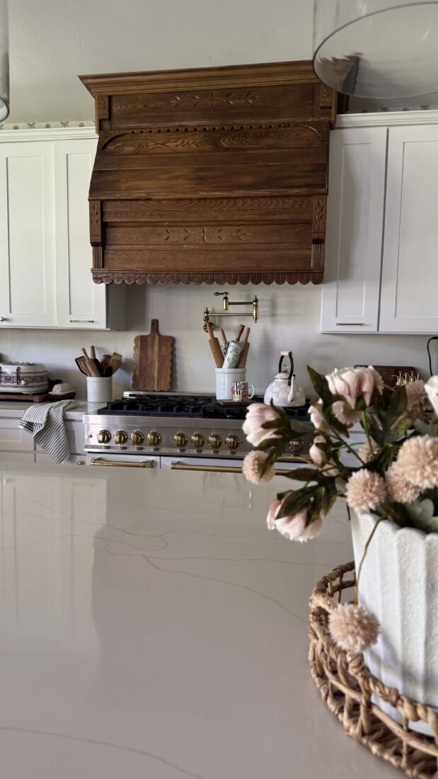 Learn how an antique headboard and footboard were transformed into a beautiful custom kitchen feature.