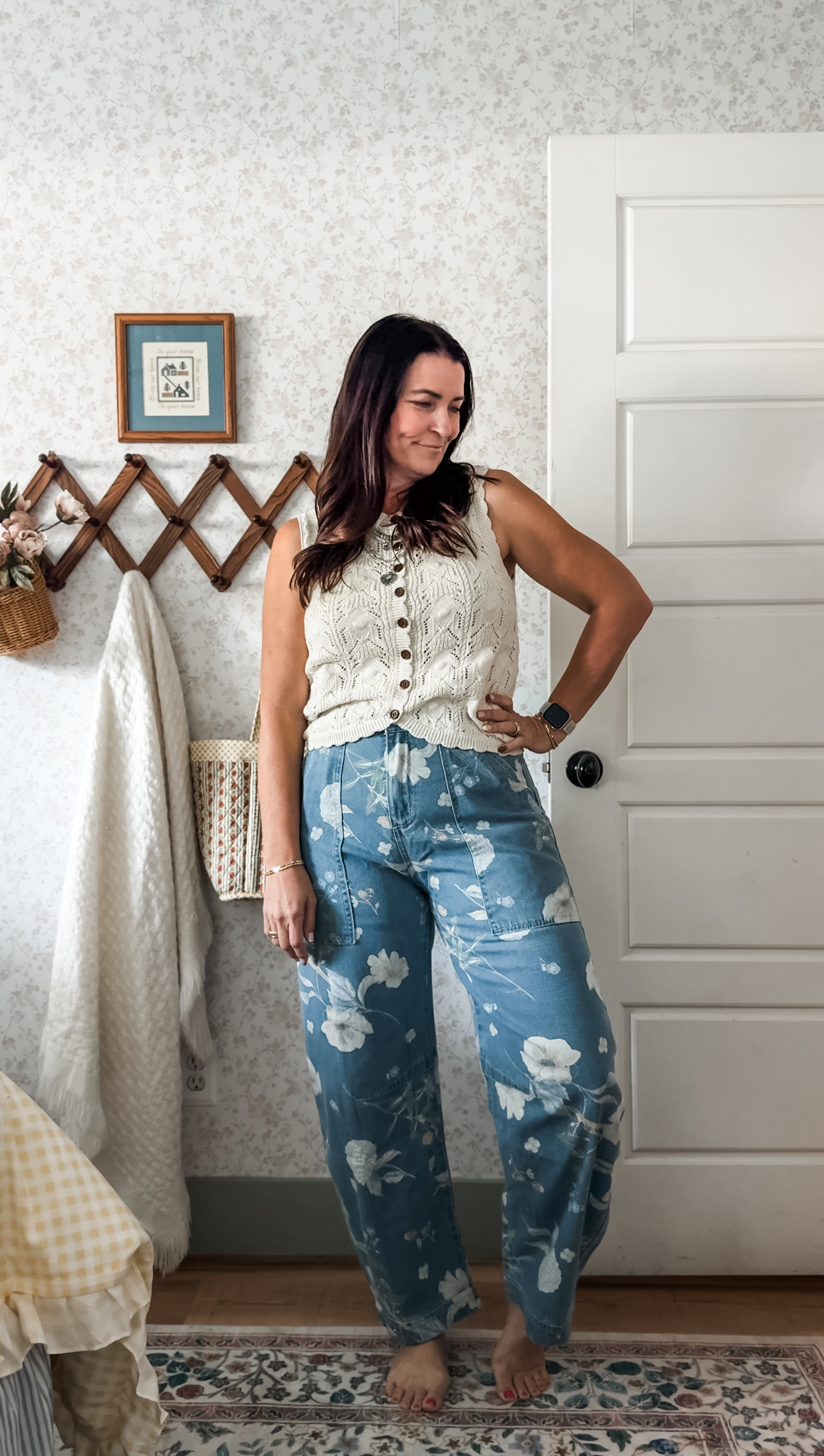 Kibbie Vest + Floral Denim